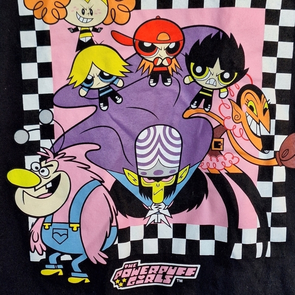 PowerPuff Girls Tee SzM Black Power Puff Characters Short Sleeves Machine Wash - Picture 4 of 9